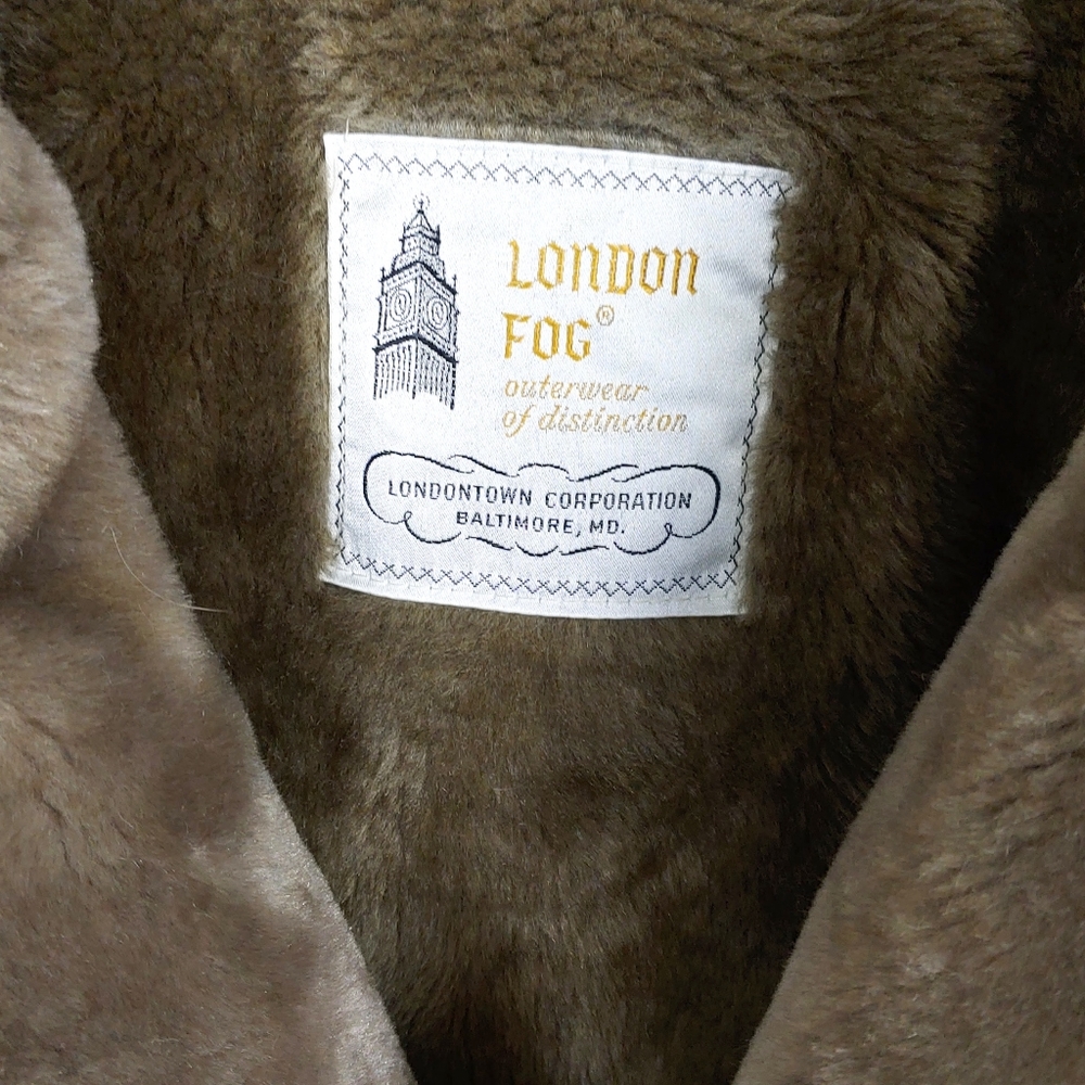 *SOLD*London Fog Prisyine Vtg Mens 42L Faux Fur Collar Beige Over Coat - Picture 7 of 14